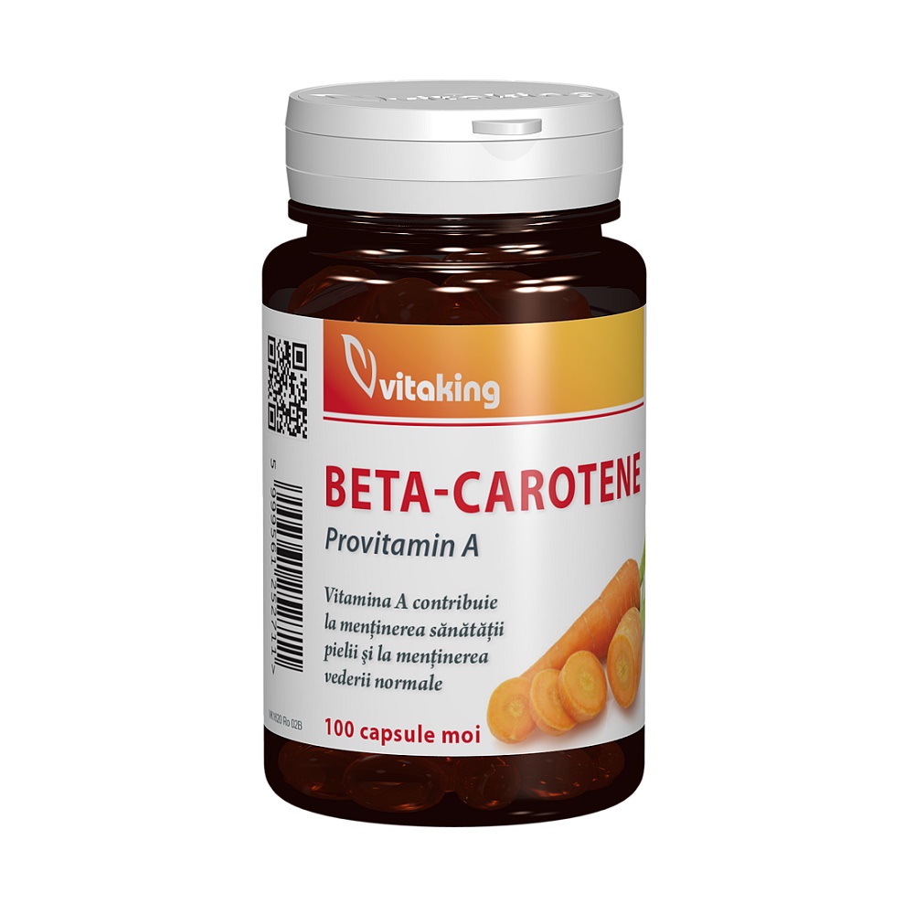 Betacaroten natural, 25000 UI, 100 capsule gelatinoase, Vitaking