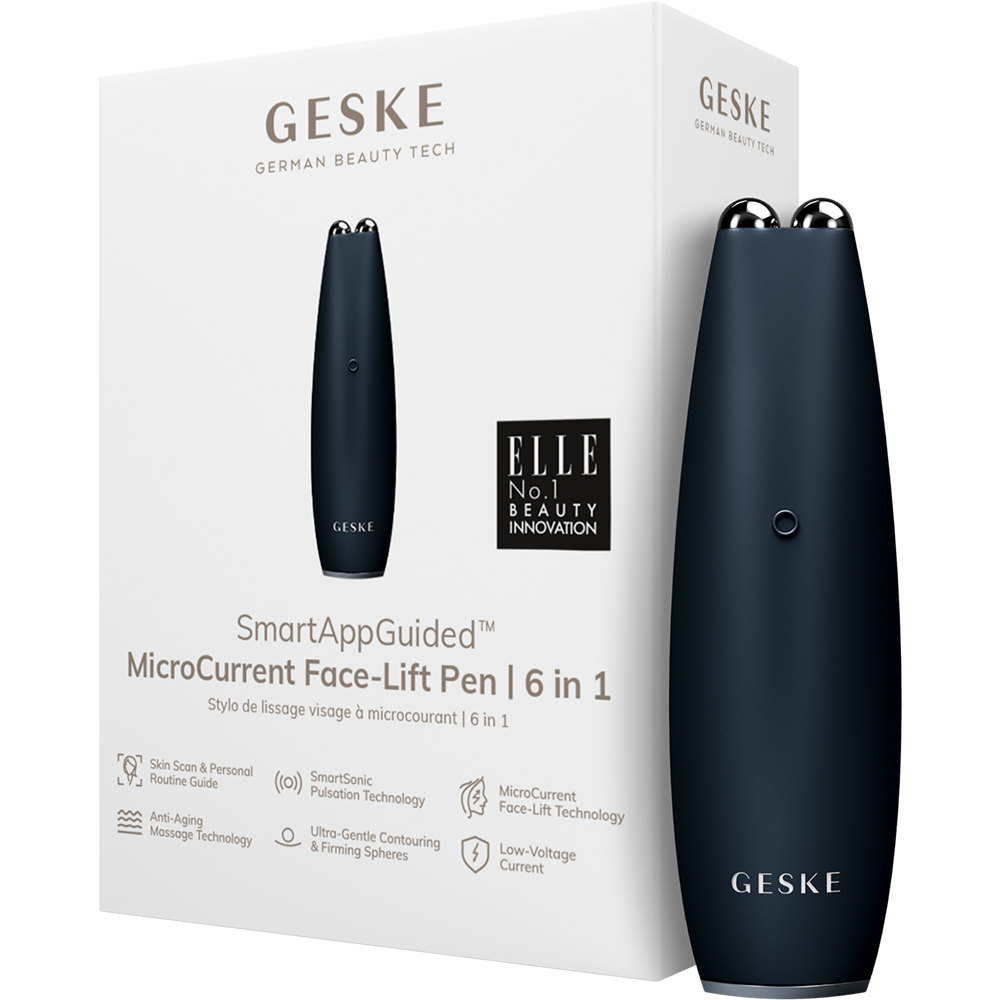 Dispozitiv pentru masaj facial 6 in 1 Black Face-Lift Pen MicroCurrent, 1 bucata, Geske