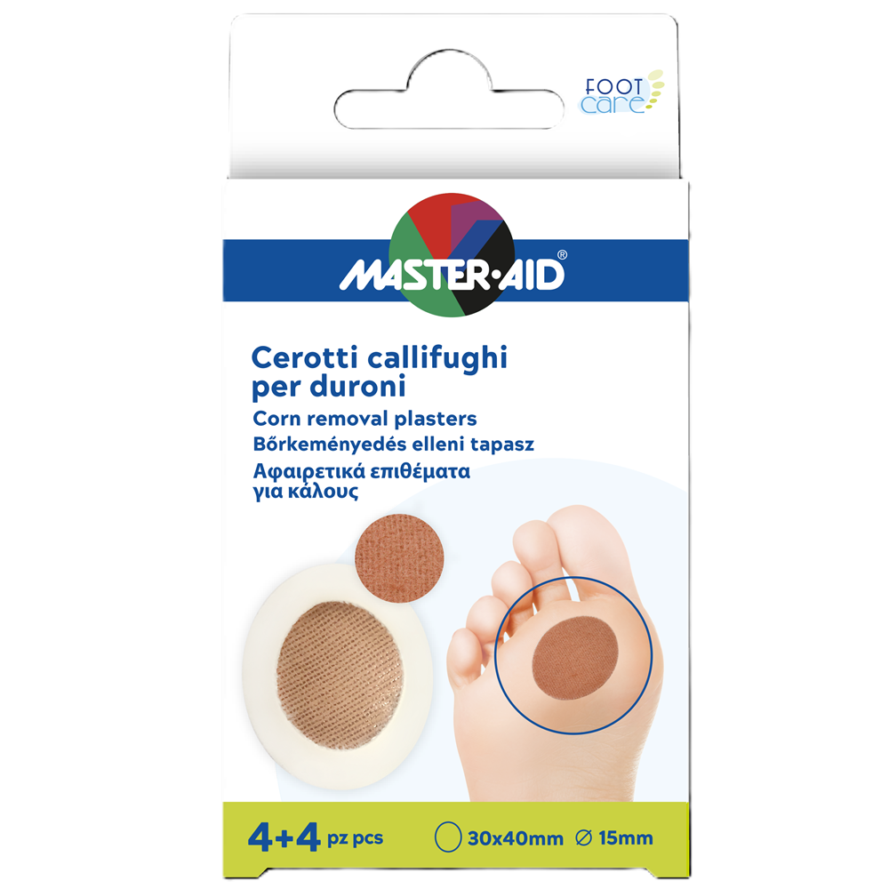 Plasturi cu acid salicilic pentru bataturile din talpa Master-Aid, 30x40 mm, 4+4 bucati, Pietrasanta Pharma