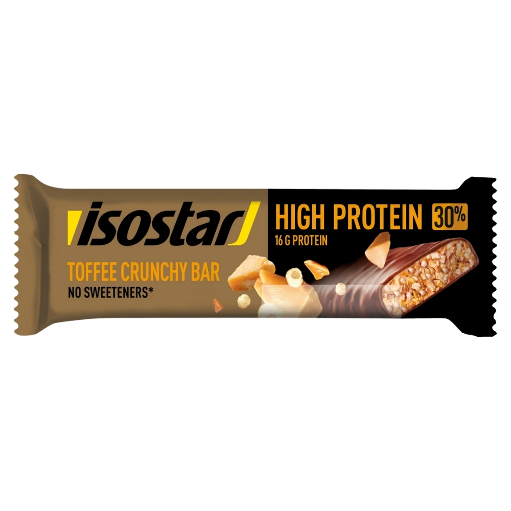 Baton proteic crocant cu ciocolata si caramel High Protein Toffee Crunchy, 55 g, Isostar