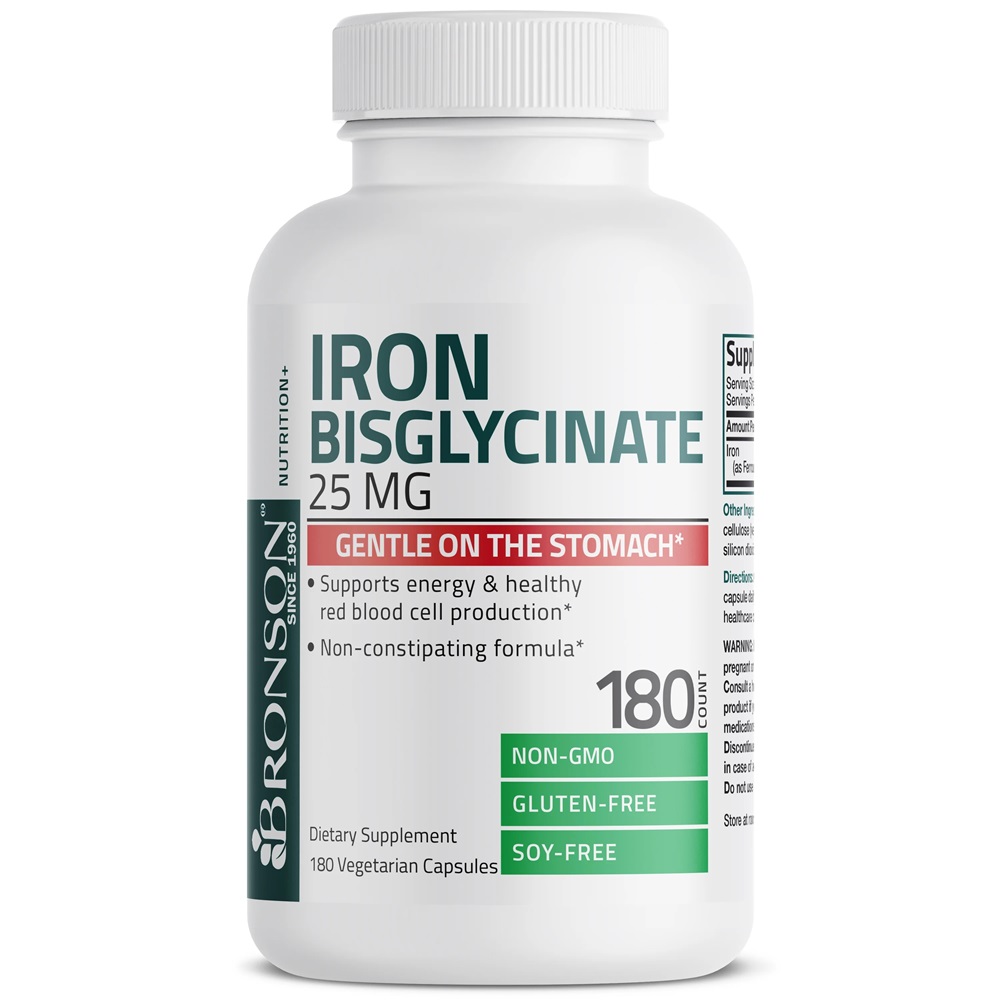 Fier Bisglicinat, 25 mg, 180 capsule vegetale, Bronson