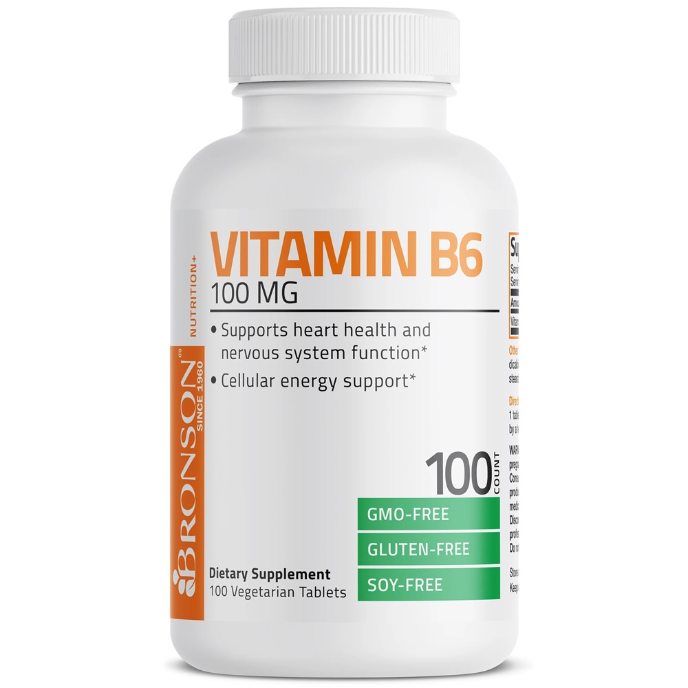 Vitamina B6 Piridoxina, 100 mg, 100 tablete vegetale, Bronson