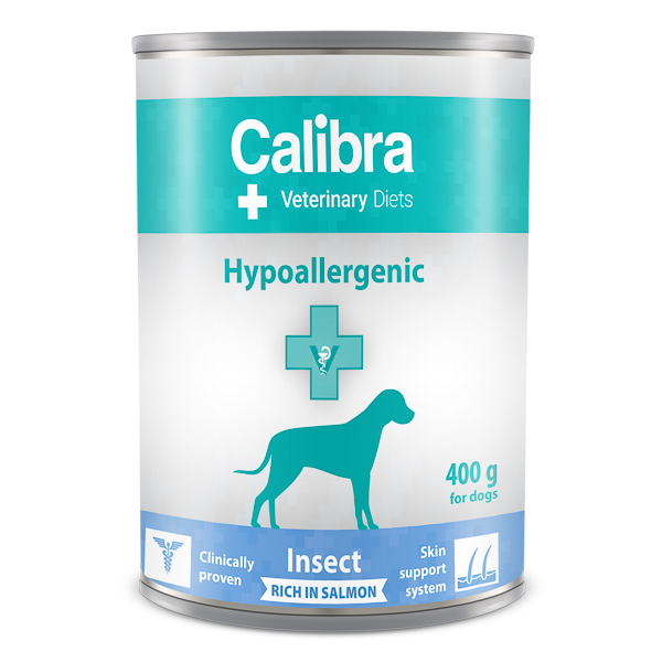 Hrana umeda cu insecte si somon pentru caini Hypoallergenic, 400 g, Calibra