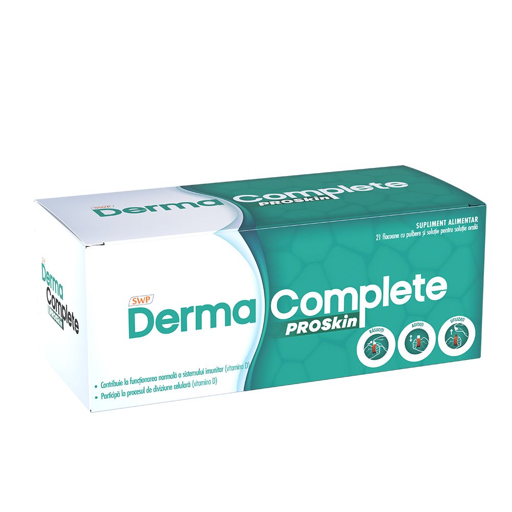 Supliment pentru leziuni cutanate ale pielii Derma Complete PROSkin, 21 fiole cu solutie, Sun Wave Pharma