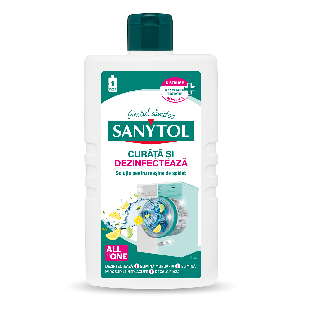 Solutie de curatat si dezinfectat masina de spalat, 240 ml, Sanytol
