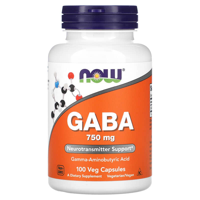 Gaba, 750 mg, 100 capsule vegetale, Now Foods