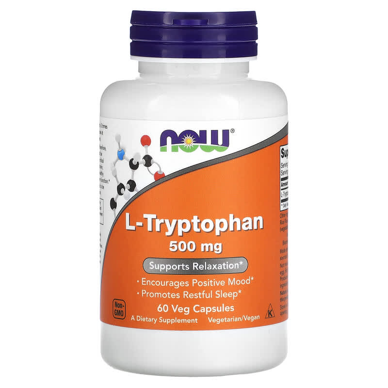 L-Triptofan, 500 mg, 60 capsule vegetale, Now Foods