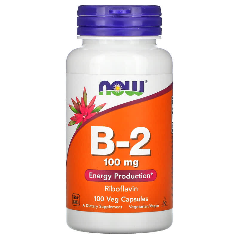 Vitamina B-2, 100 mg, 100 capsule vegetale, Now Foods