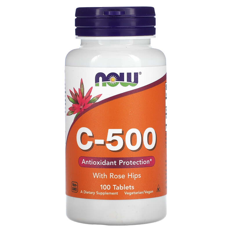 Vitamina C cu macese, 500 mg, 100 tablete, Now Foods