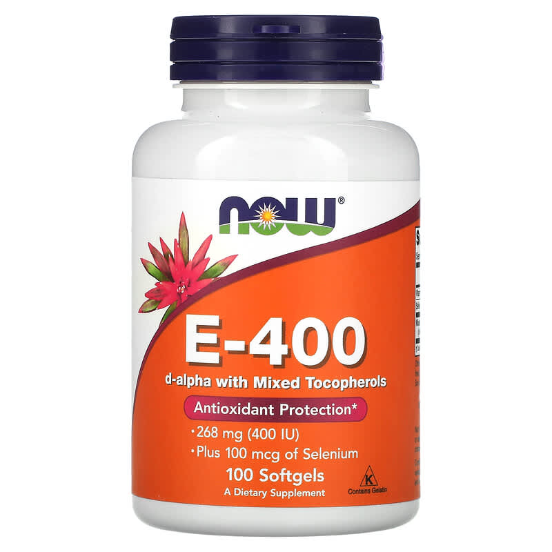 Vitamina E 400 D-Alpha, 100 gelule moi, Now Foods