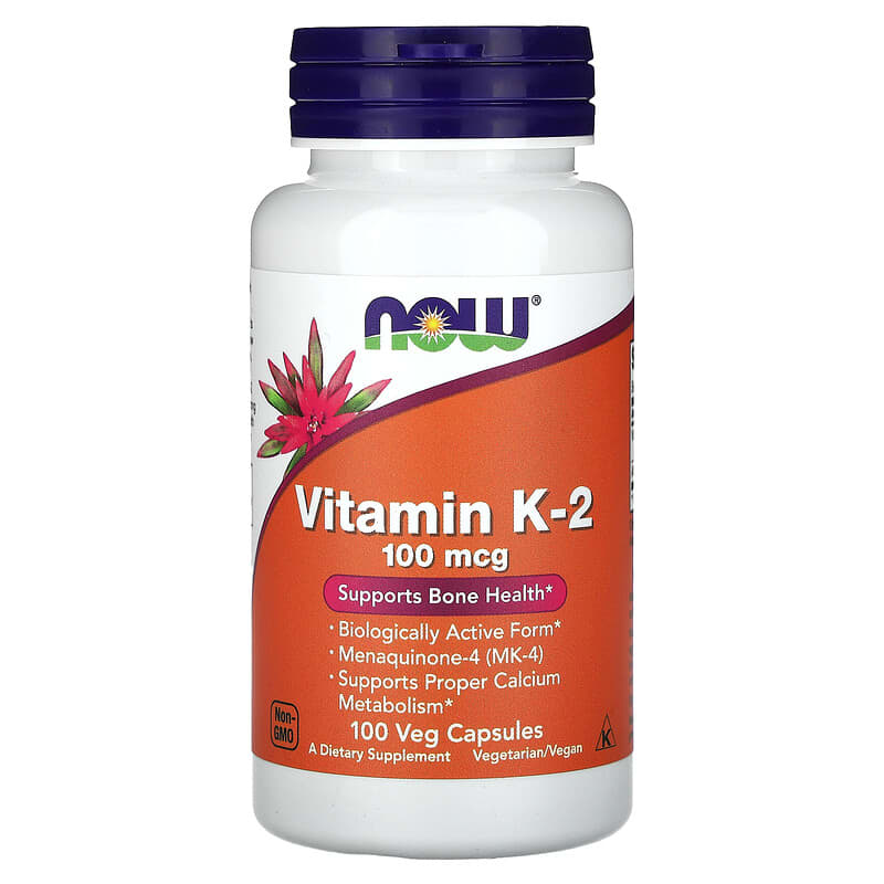 Vitamina K-2, 100 mcg, 100 capsule vegetale, Now Foods