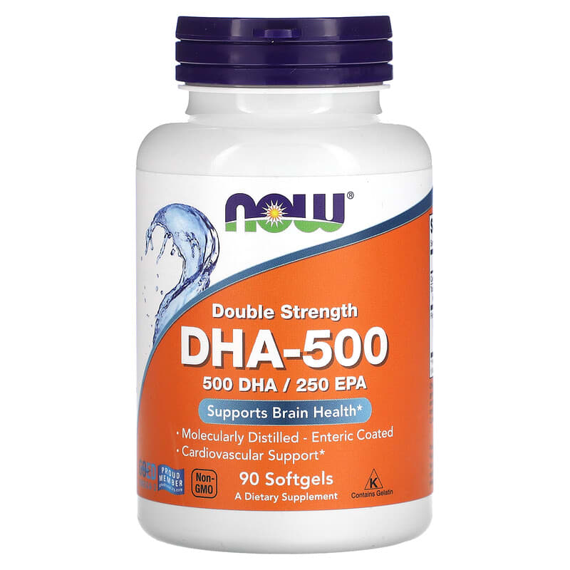 DHA-500 Omega-3 Forte, 90 gelule moi, Now Foods
