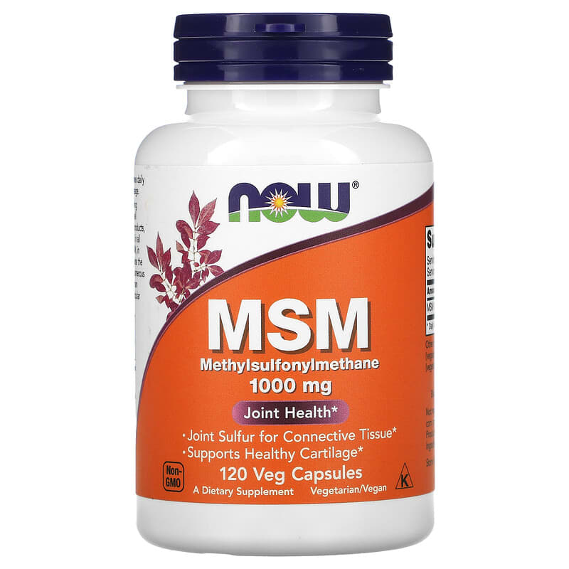 Supliment alimentar pentru articulatii Metilsulfonilmetan M.S.M., 1.000 mg, 120 capsule vegetale, Now Foods