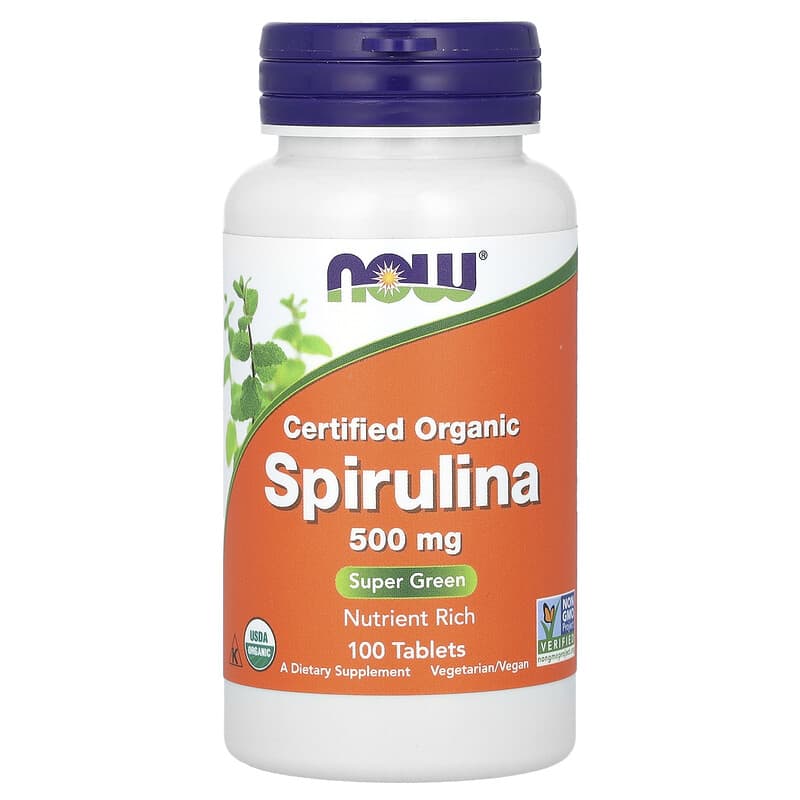 Spirulina Organica, 500 mg, 100 tablete, Now Foods