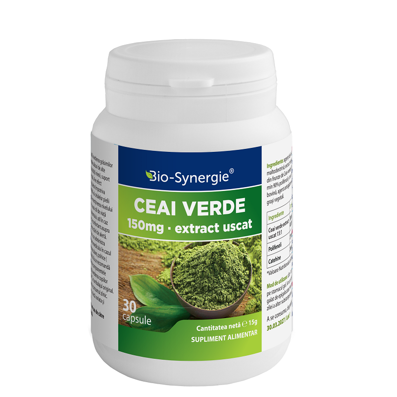 Ceai verde extract uscat, 150 mg, 30 capsule, Bio Synergie