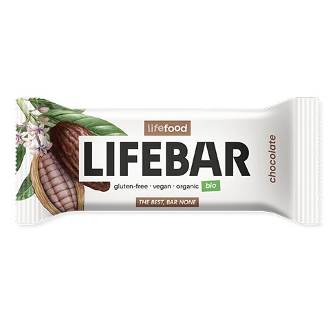 Baton raw bio fara gluten cu ciocolata, 40 g, Lifebar