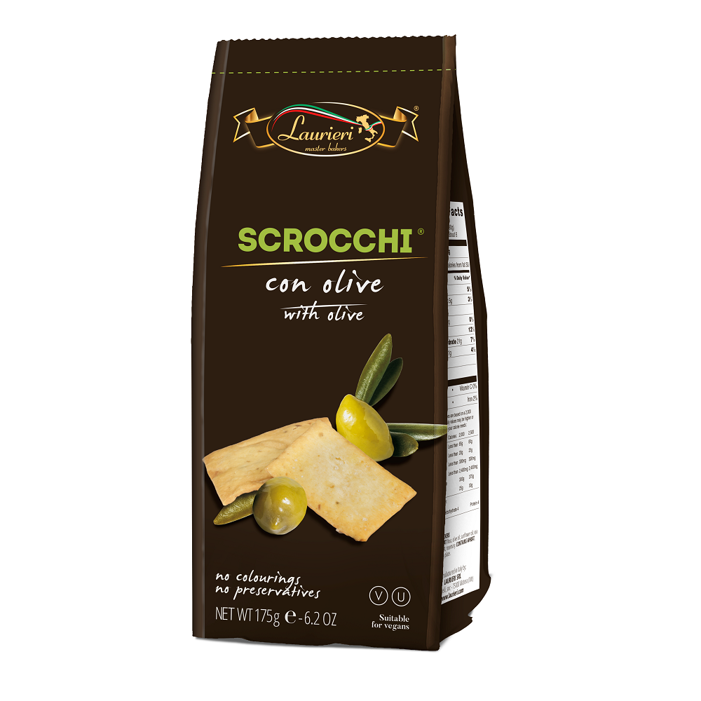 Crackers Scrocchi Green Olives, 175 g, Laurieri