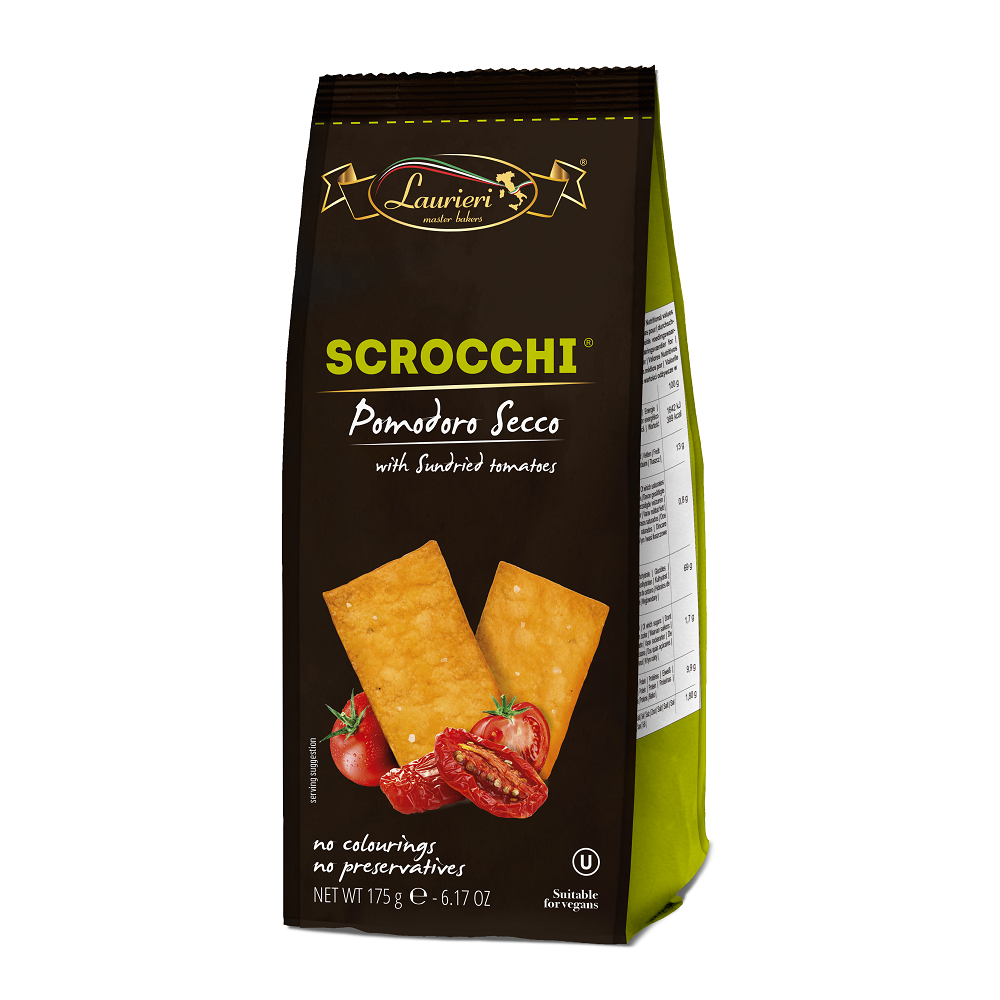 Crackers Scrocchi Sundried Tomato, 175 g, Laurieri