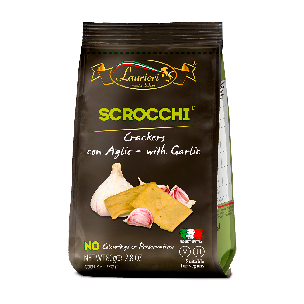 Crackers Scrocchi Garlic, 80 g, Laurieri