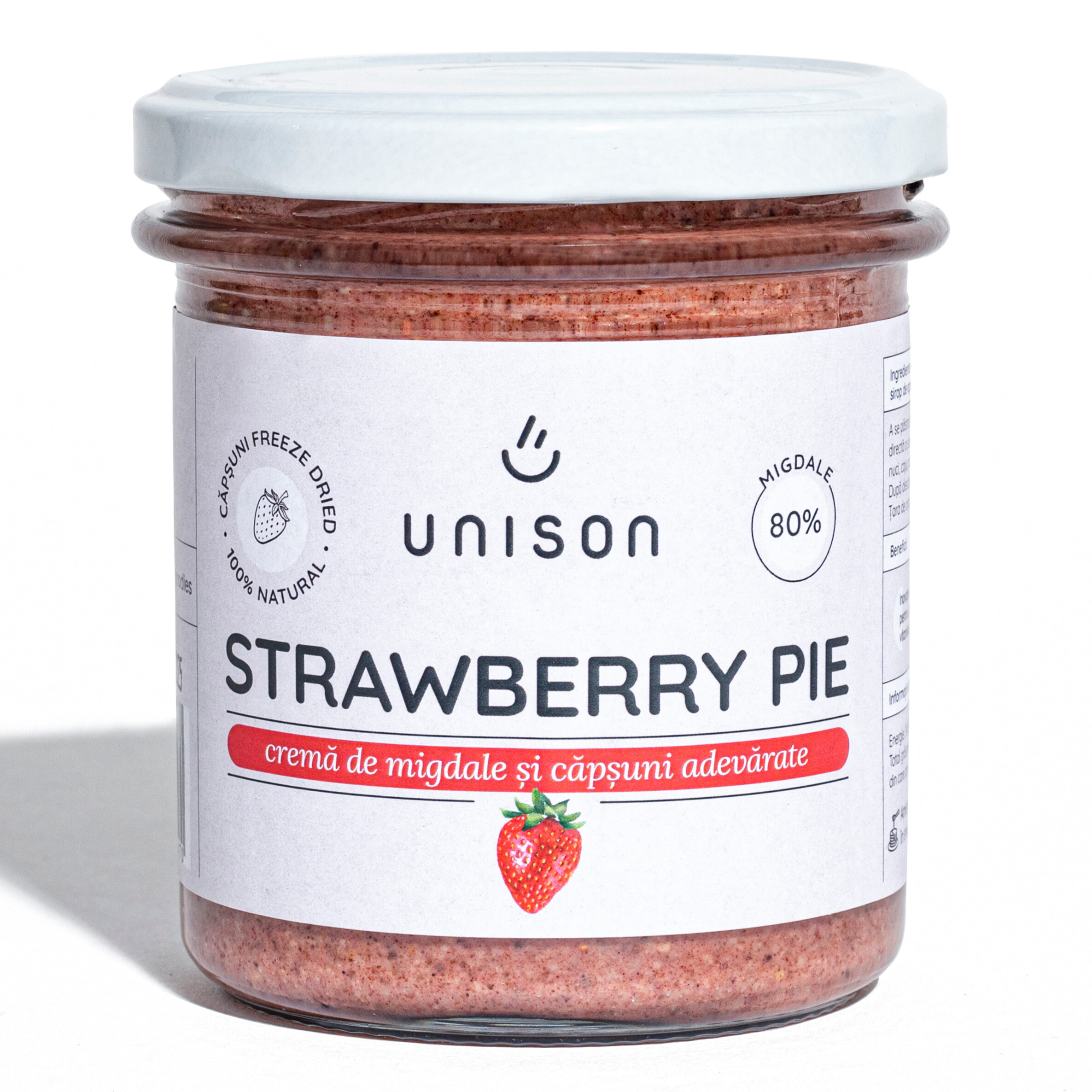 Crema de migdale si capsuni Strawberry Pie, 300 g, Unison
