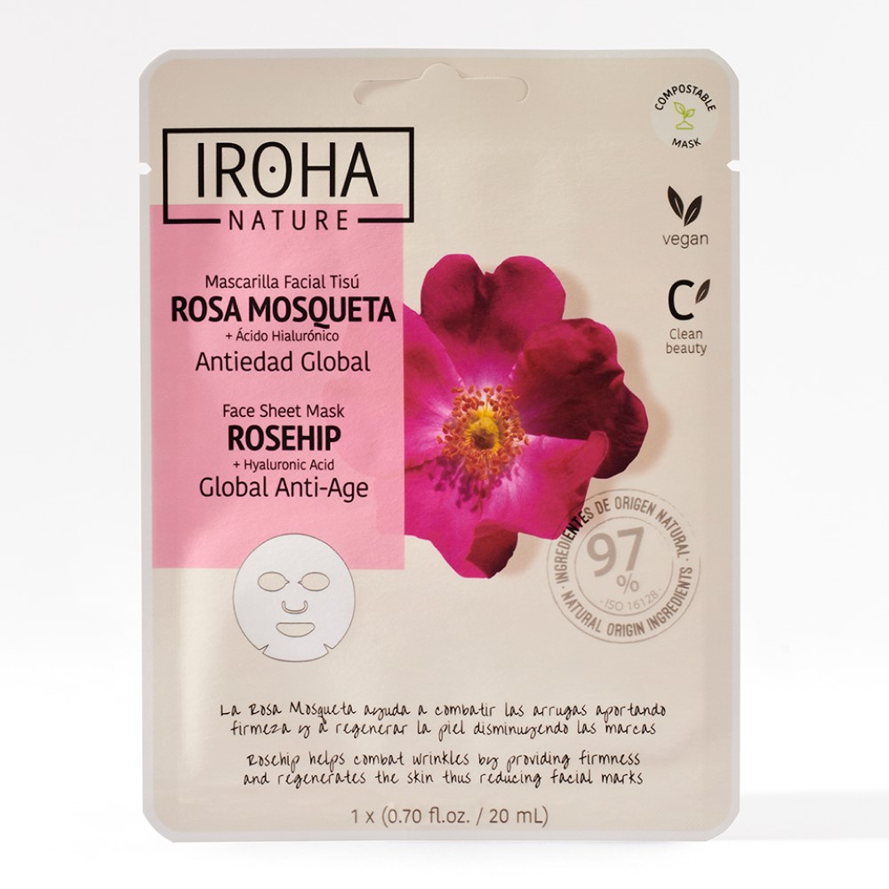 Masca anti-imbatranire pentru fata RoseHip & Hyaluronic, 20 ml, Iroha