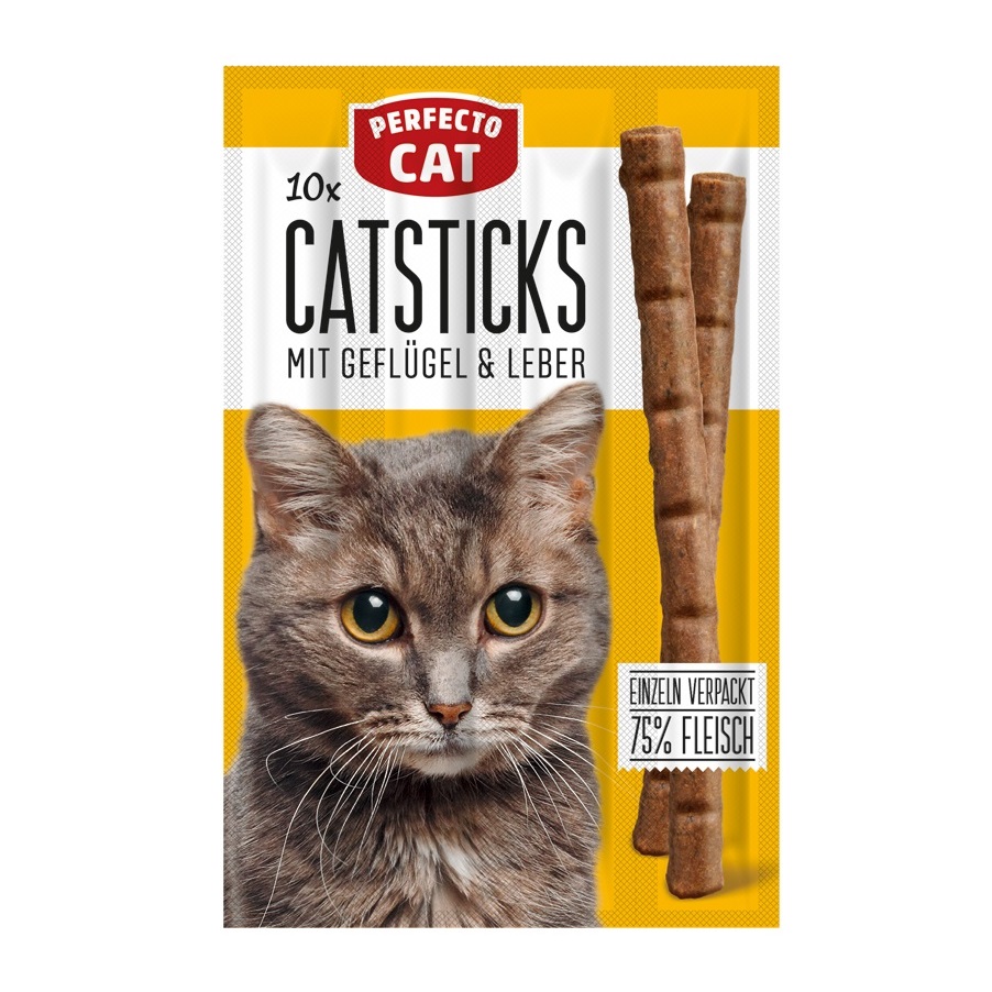 Recompense sticks pentru pisici cu pui si ficat, 10 bucati x 5 g, Perfecto Cat
