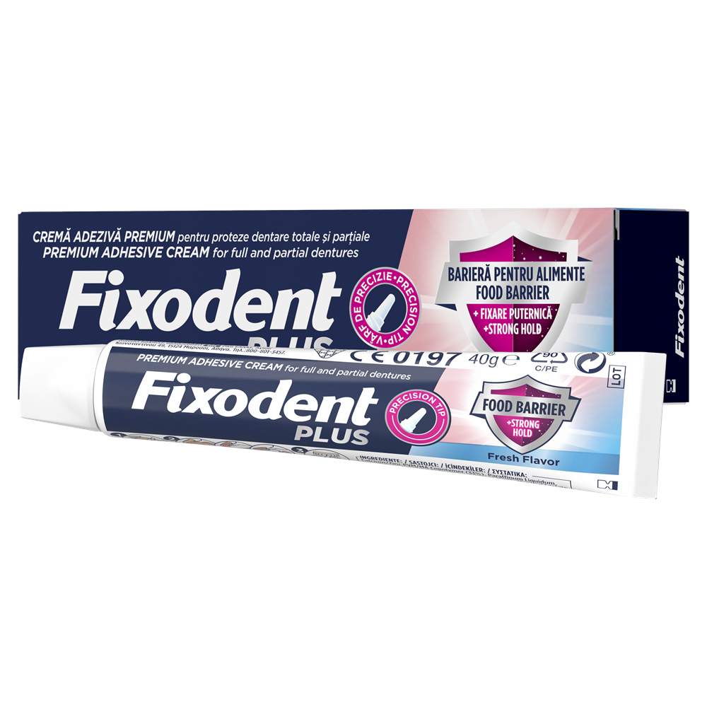 Crema adeziva pentru proteza dentara Food Barrier Fresh, 40 g, Fixodent Plus