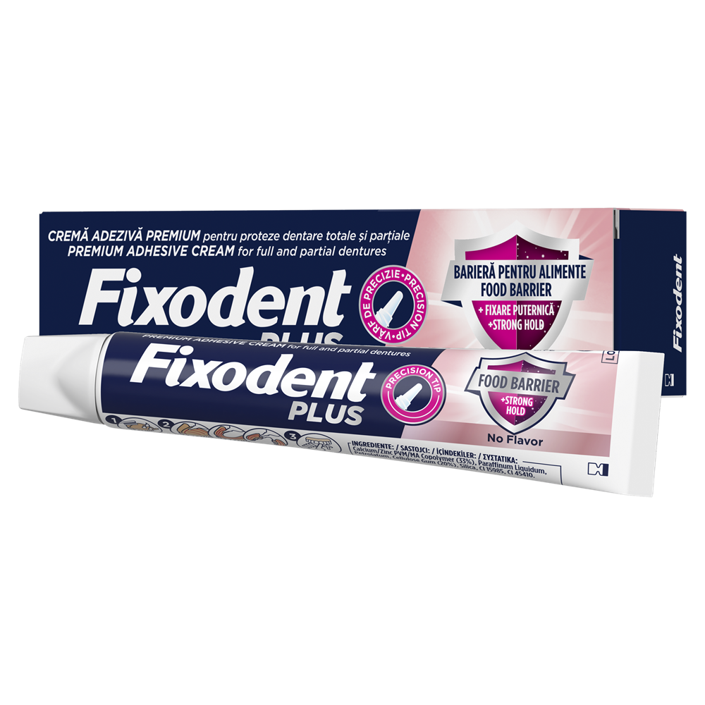Crema adeziva pentru proteza dentara Food Barrier, 40 g, Fixodent Plus
