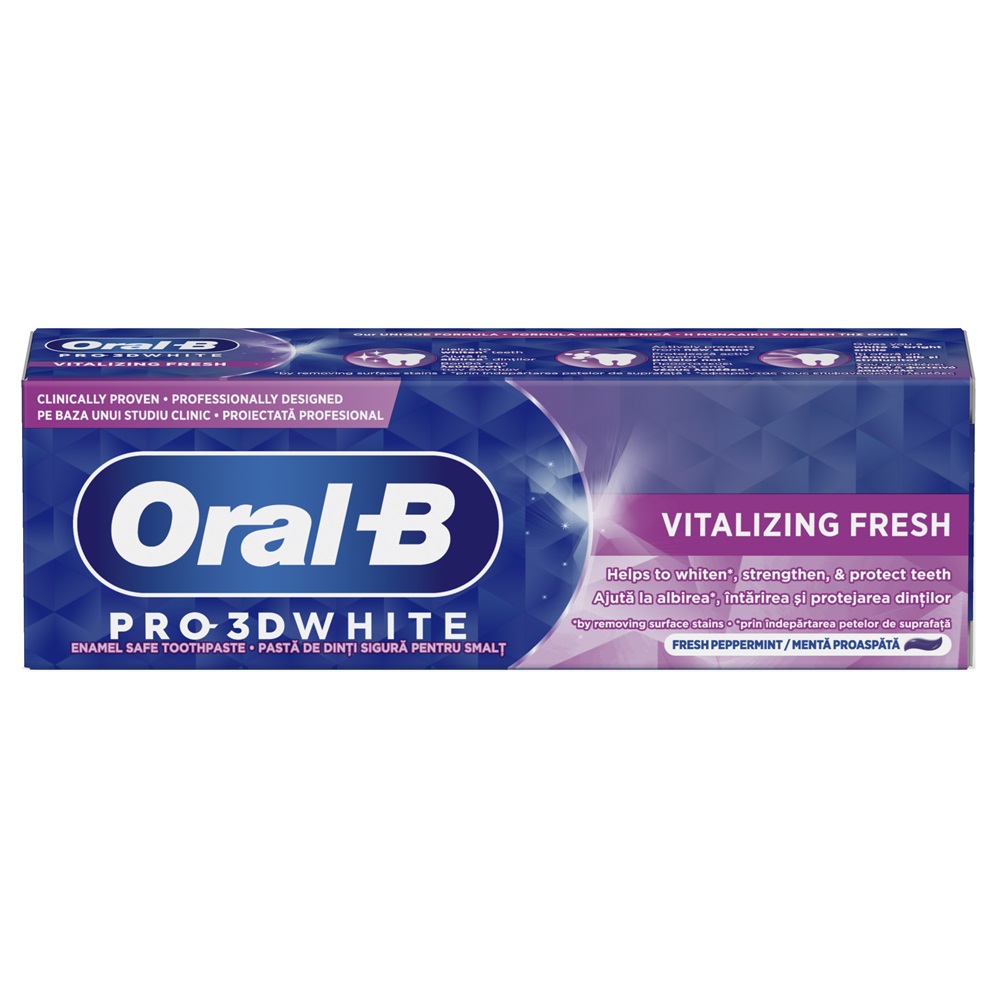Pasta de dinți Pro 3D White Vitalizing Fresh, 75 ml, Oral-B