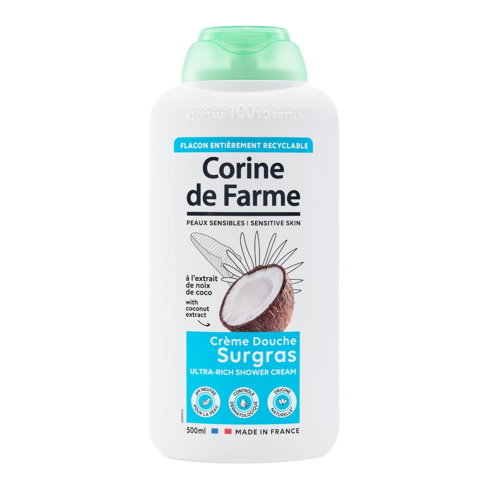 Crema de dus cu extract de cocos, 500 ml, Corine de Farme