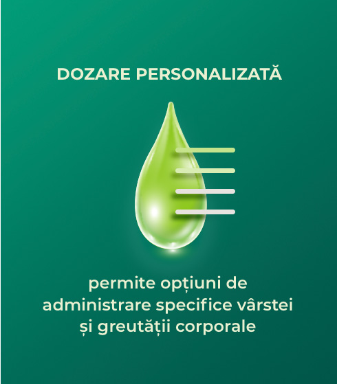 Dozarea personalizată permite opțiuni de administrare specifice vârstei și greutății corporale