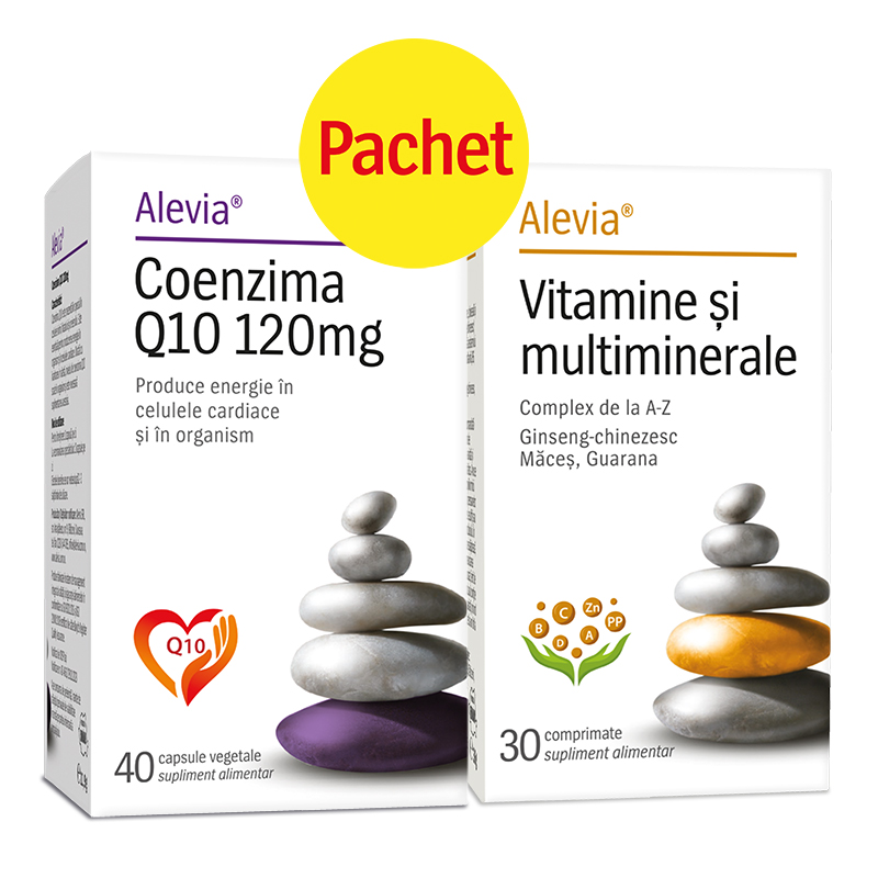 Pachet Coenzima Q10 120 mg, 40 capsule + Vitamine si multiminerale, 30 comprimate, Alevia