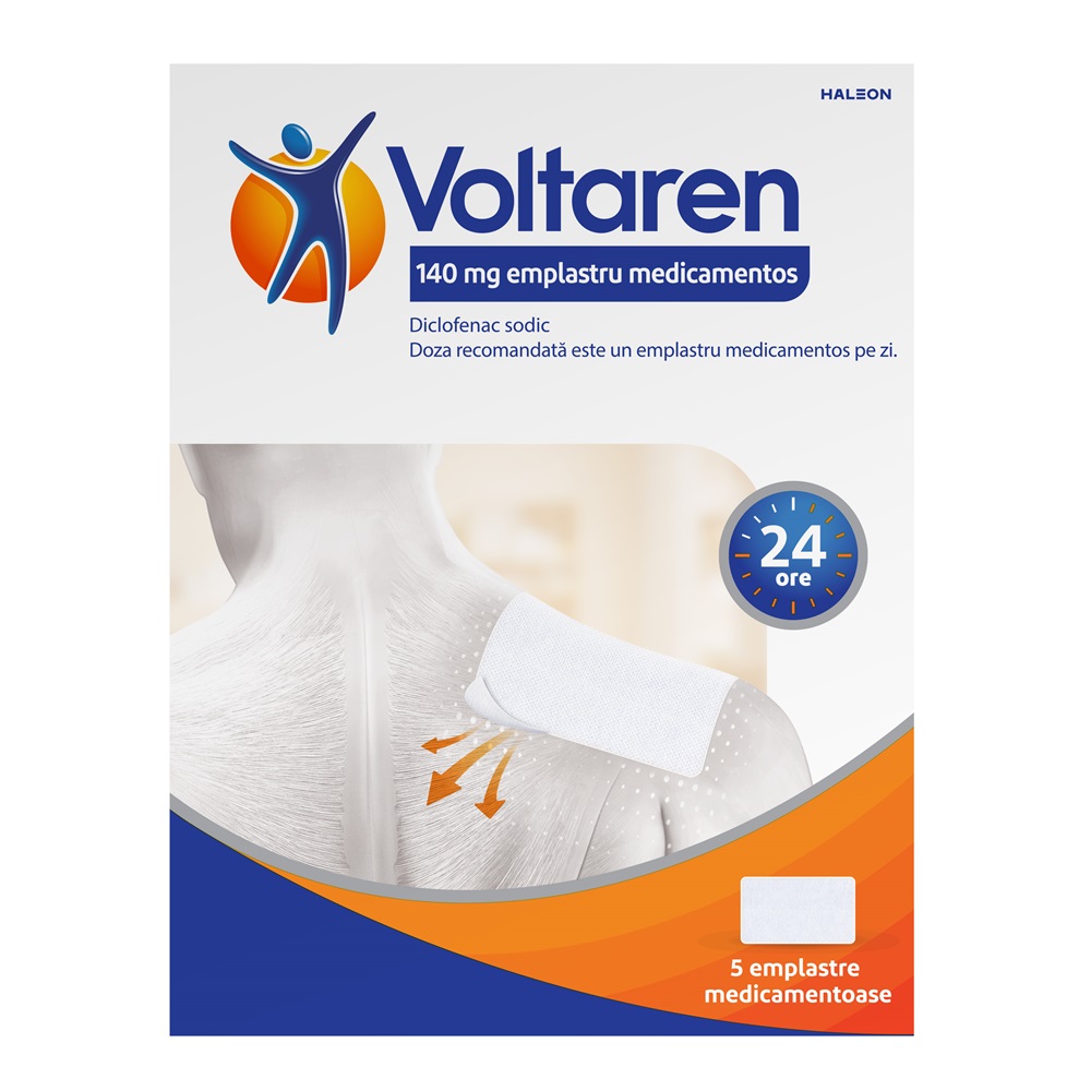 Voltaren, 140 mg emplastru medicamentos, 5 bucati, Haleon