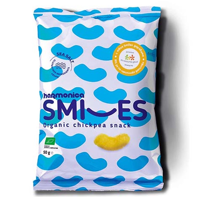 Pufuleti bio cu sare de mare Smiles, 50 g, Harmonica : Farmacia Tei online