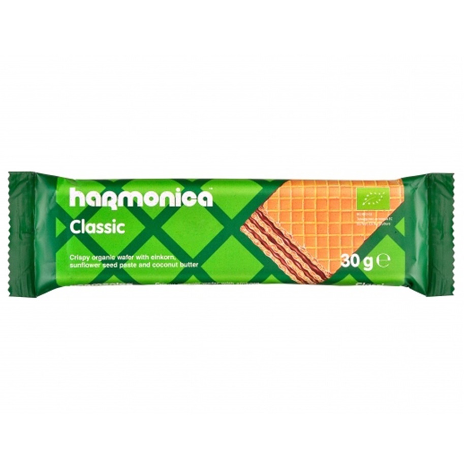 Napolitana bio crocanta cu unt de cocos Classic, 30 g, Harmonica