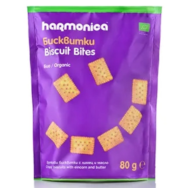 Biscuiti eco crocanti cu faina de alac si unt Bites, 80 g, Harmonica