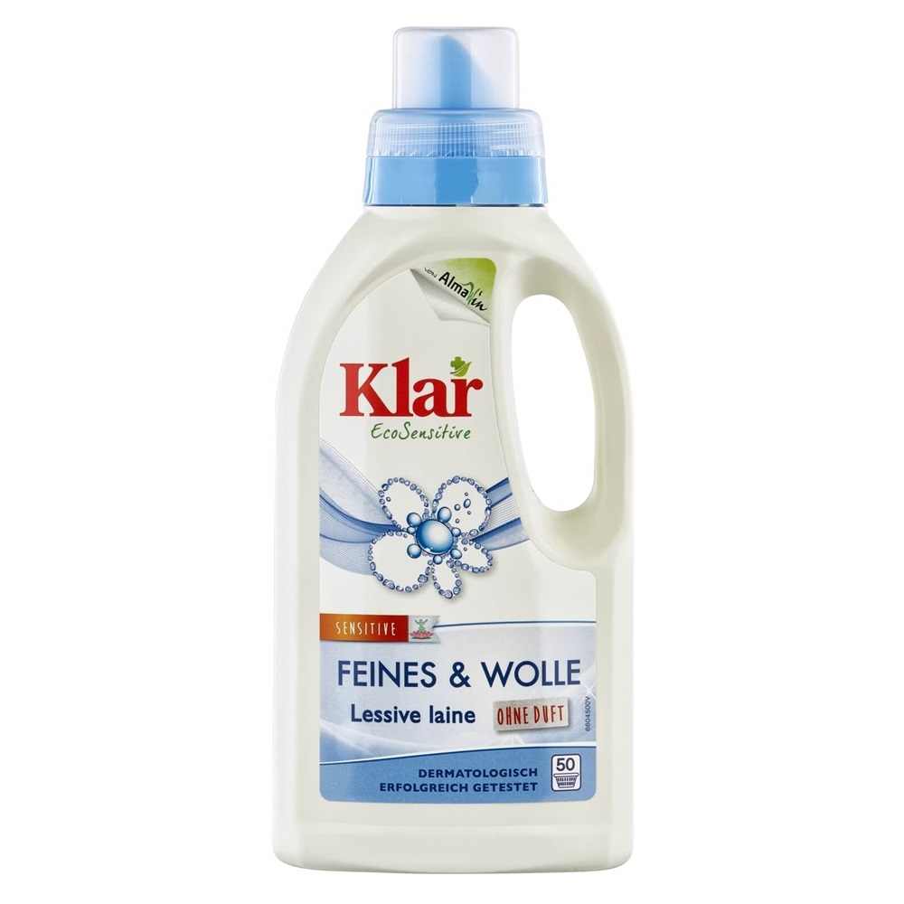 Detergent lichid bio pentru tesaturi fine si lana Klar, 500 ml, AlmaWin