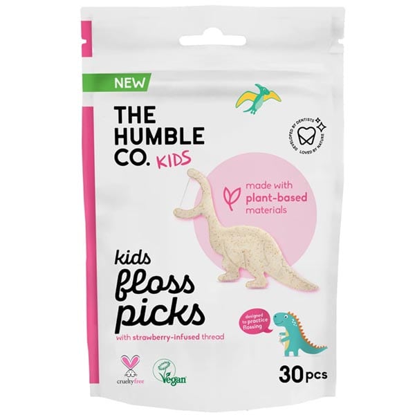 Ata dentara pentru copii cu aroma de capsuni Kids Floss Picks, 30 bucati, Humble