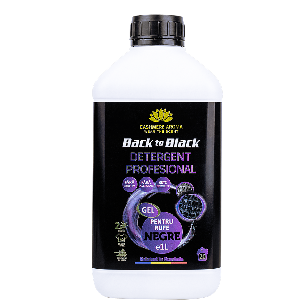 Detergent profesional pentru rufe negre Back to Black, 1L, Cashmere Aroma