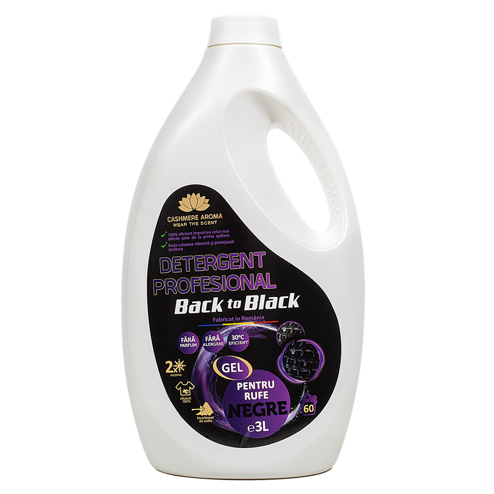 Detergent profesional pentru rufe negre Back to Black, 3L, Cashmere Aroma