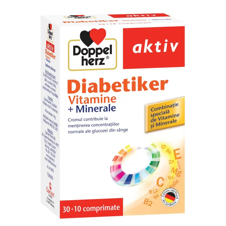 Vitamine si minerale Diabetiker Aktiv, 30 + 10 comprimate, Doppelherz