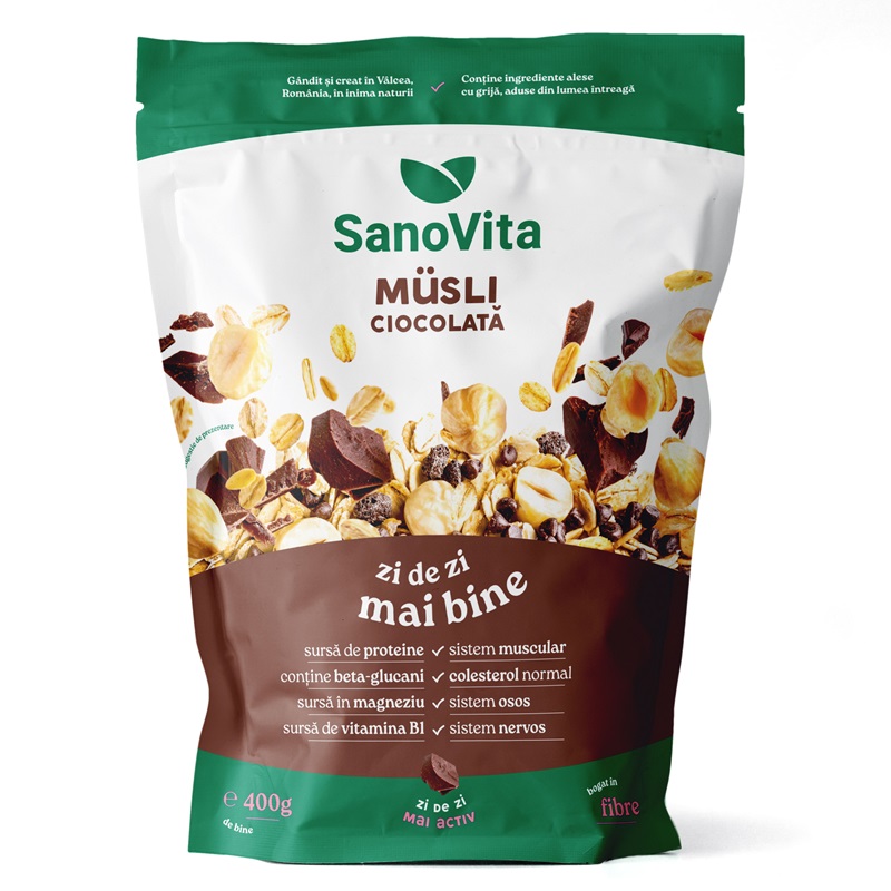 Musli cu ciocolata, 400 g, Sanovita