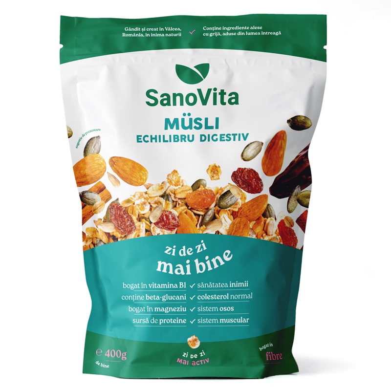 Musli echilibru digestiv, 400 g, Sanovita