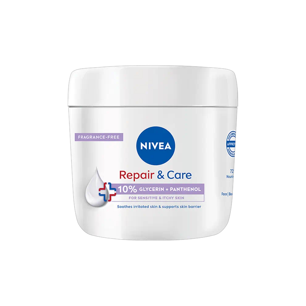 Crema pentru fața, corp si maini 10% Glicerina + Pantenol Repair & Care, 400 ml, Nivea