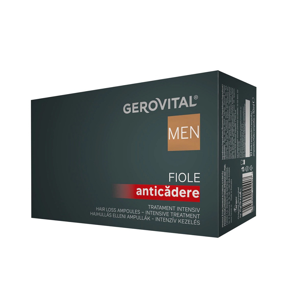 Fiole anticadere tratament intensiv Men, 10 fiole x 10 ml, Gerovital