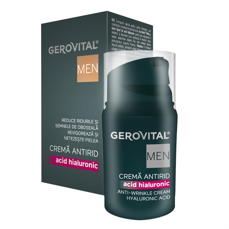 Crema antirid cu acid hialuronic, 30 ml, Gerovital Men 355