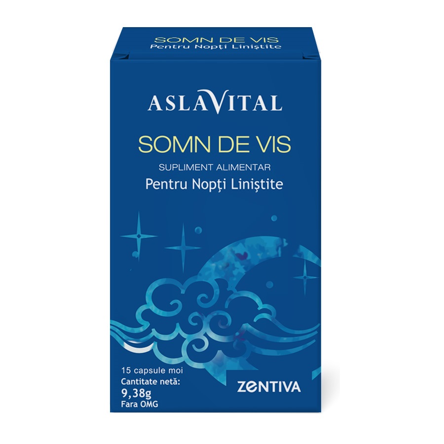 Supliment pentru nopti linistite Aslavital Somn de vis, 15 capsule moi, Zentiva