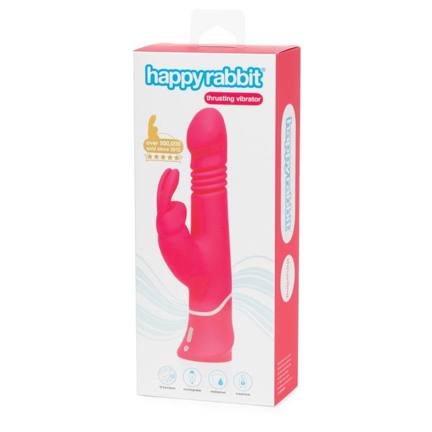 Vibrator Roz Thrusting Realistic Happy Rabbit, 1 bucata, Wow Tech