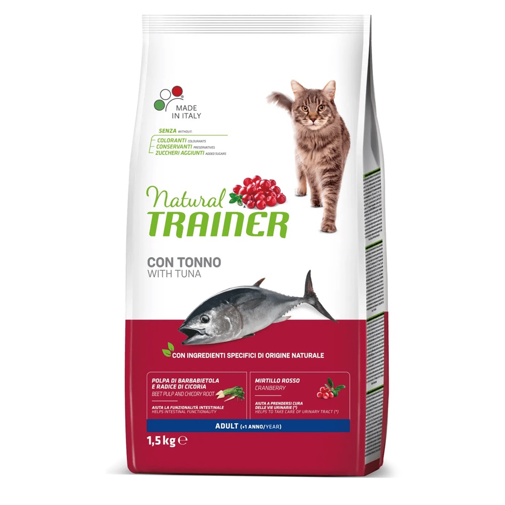 Hrana uscata cu ton pentru pisicile adulte cu varsta de 1 an, 1.5 kg, Natural Trainer