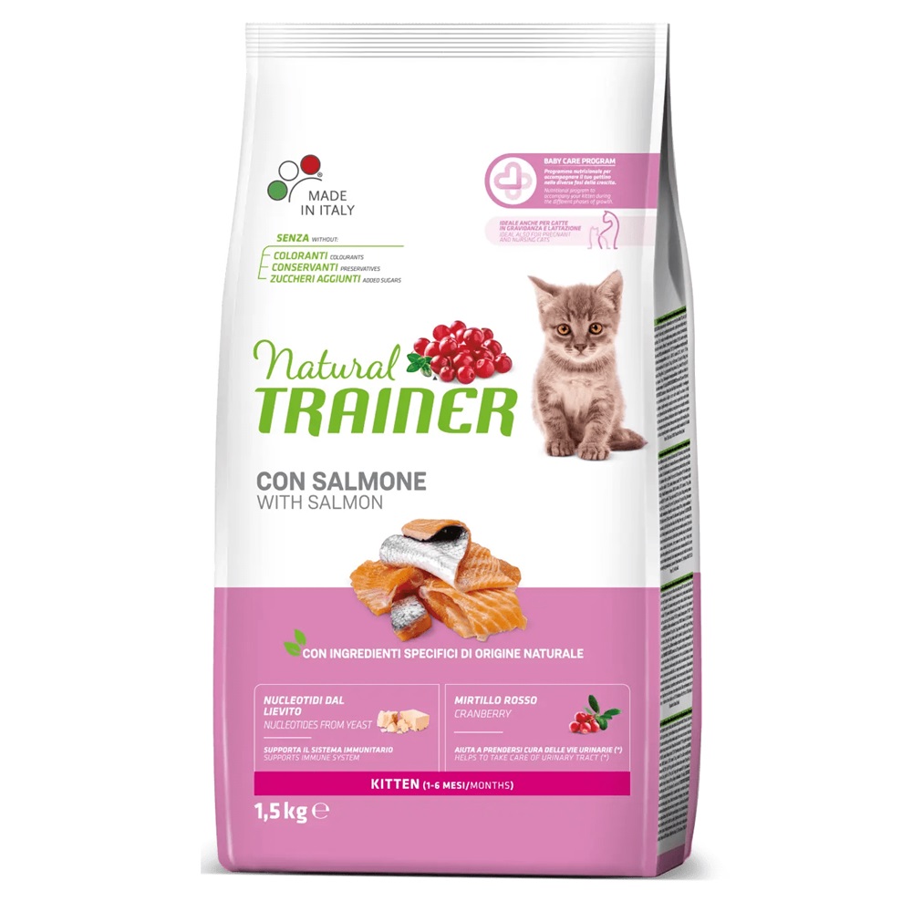 Hrana uscata cu somon pentru pisoii cu varsta de pana la 6 luni, 1.5 kg, Natural Trainer